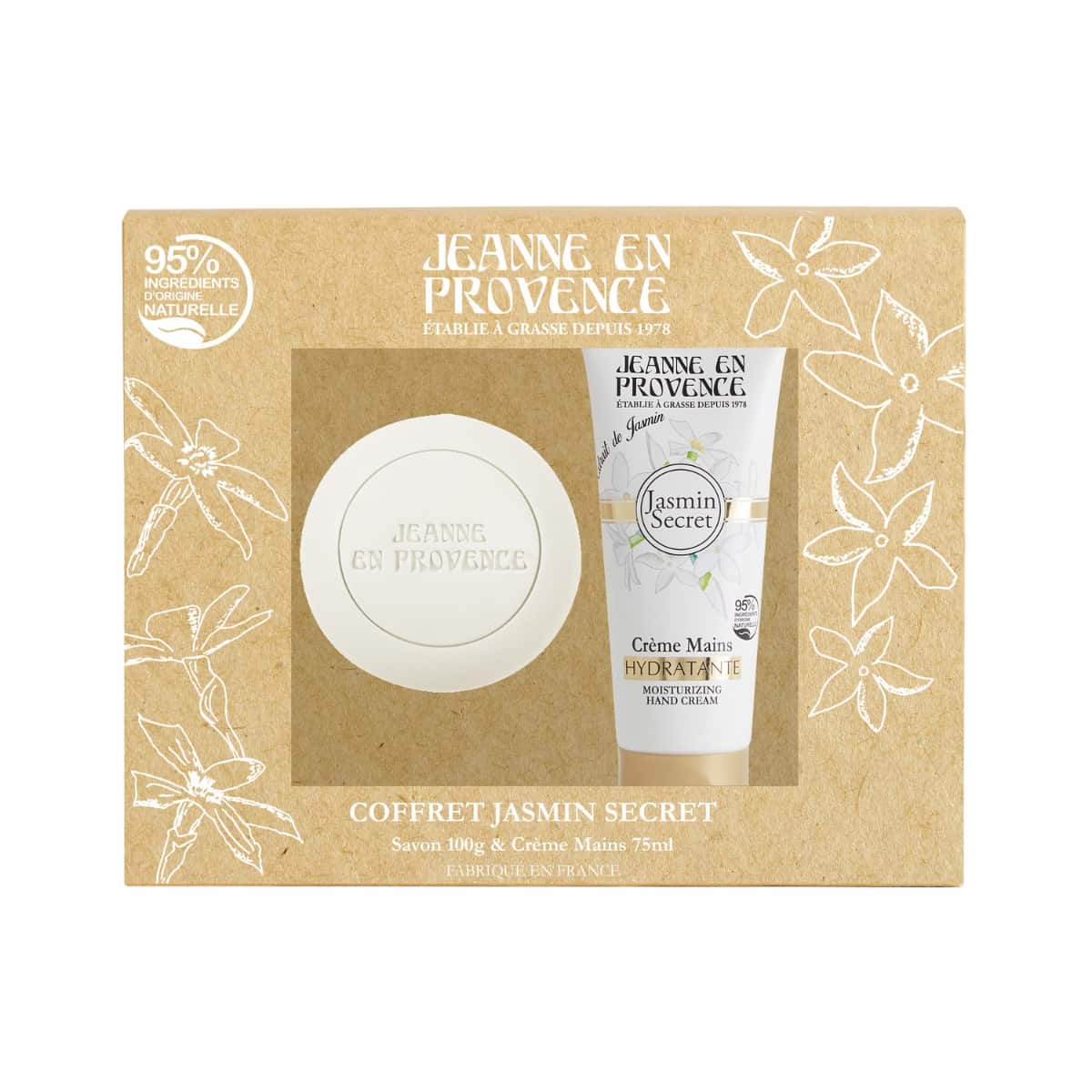 Jeanne en Provence - Coffret JEP jasmin savon 100 G + crème mains 75 ML